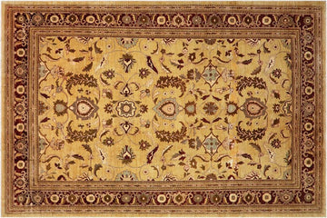 handmade Traditional Kafkaz Chobi Ziegler Gold Red Hand Knotted RECTANGLE 100% WOOL area rug 13 x 17
